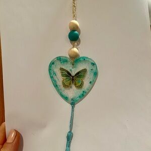 Heart Shaped Butterfly Ornament with Beads